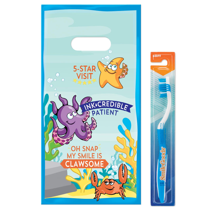 [Australia - AusPower] - Practicon FlosSeas 6" x 12" Dental Giveaway Bag, Dental Hygiene Patient Care Goodie Bag, Dentist Office Plastic Gift Bags, 100 Pack 6" x 12" 