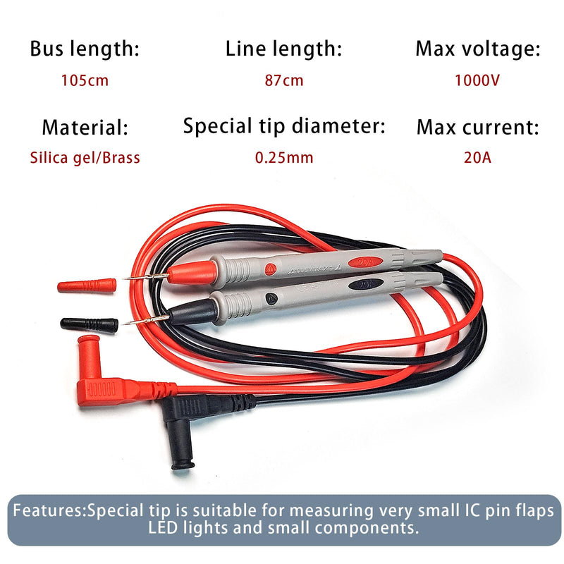 [Australia - AusPower] - Multimeter Test Leads 41.3 inch/105 cm，Multimeter Probes 1000V 20A Meter Leads for Electronic Clamp Tester 