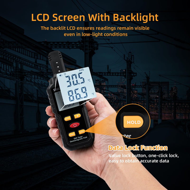 [Australia - AusPower] - Mcbazel 3 in 1 Digital EMF Meters Radiation Detector Electromagnetic Fields Digital Electromagnetic Radiation Meter 