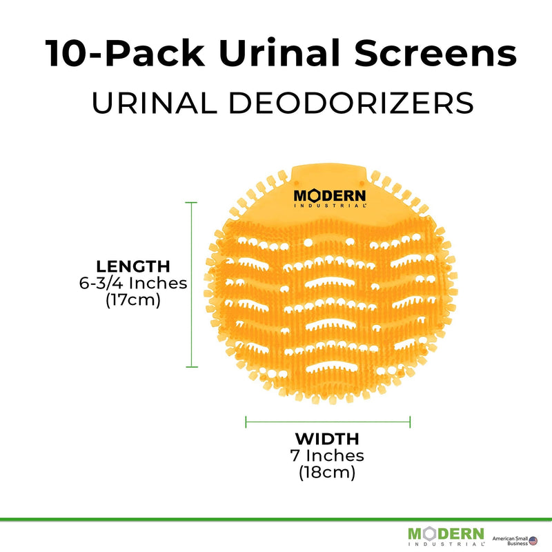 Modern Industrial Urinal Screen Deodorizer 10-Pack - Urinal Freshener and Urine Odor Eliminator - Fits Most Urinals in Schools, Restaurants, Offices, Long-Lasting Orange Citrus Scent - Orange