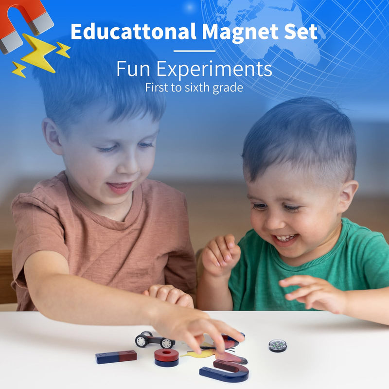 Science Magnet for Kids Magnet Set for Education Science Students Experiment Physics Education Toys Icluding Bar/Ring/Horseshoe/Compass Magnets