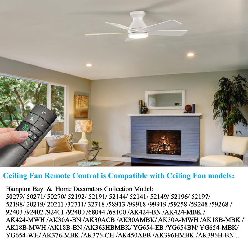 [Australia - AusPower] - Hampton Bay Ceiling Fan Thermostatic Remote Control Kit with Wall Holder for Hunter Home Decorators Harbor Breeze，3-Speed Light Dimmer Timer Replacement for HD3 TR222A 98108 98130 98101 98131 