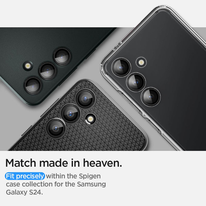 [Australia - AusPower] - Spigen Camera Lens Screen Protector [GlasTR EZ Fit Optik Pro] Designed for Galaxy S24 [Case Friendly] - Black [2 Pack] 