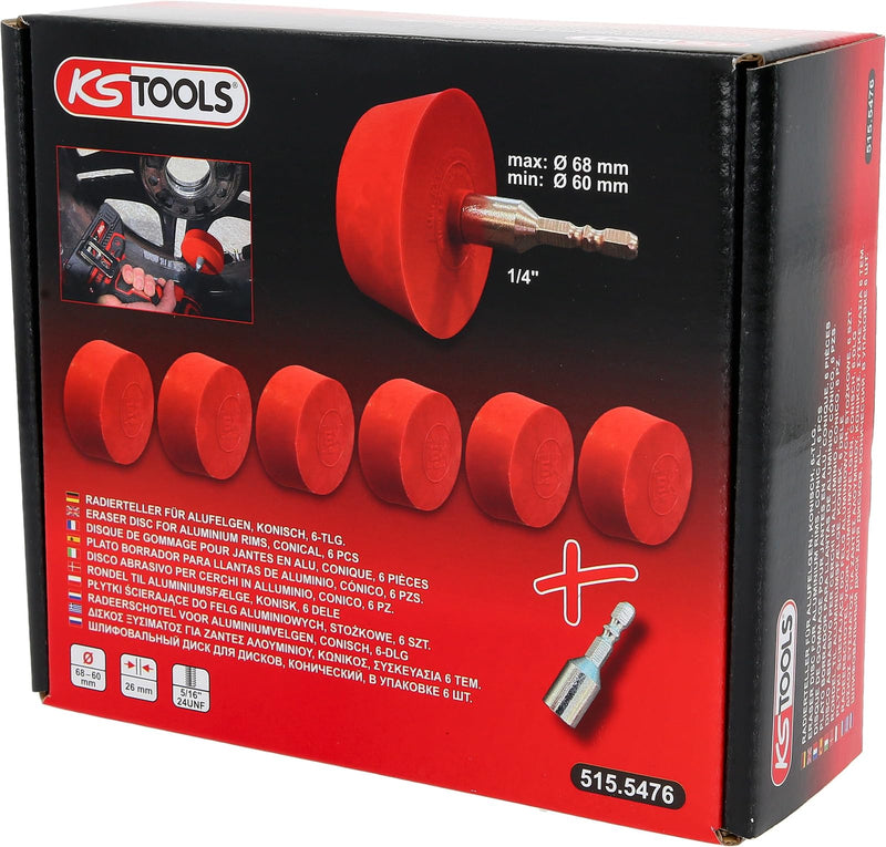 KS Tools 515.5476 Conical Alloy Wheel Eraser Pads (Pack of 6)