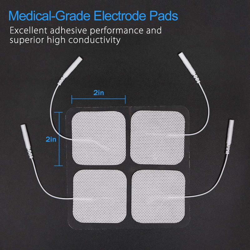 LotFancy TENS Unit Electrode Pads, 40PCS 2"x2" TENS Unit Pads for EMS Muscle Stimulator Electrotherapy, Self-Adhesive TENS Pads Replacement, Reusable and Latex-Free