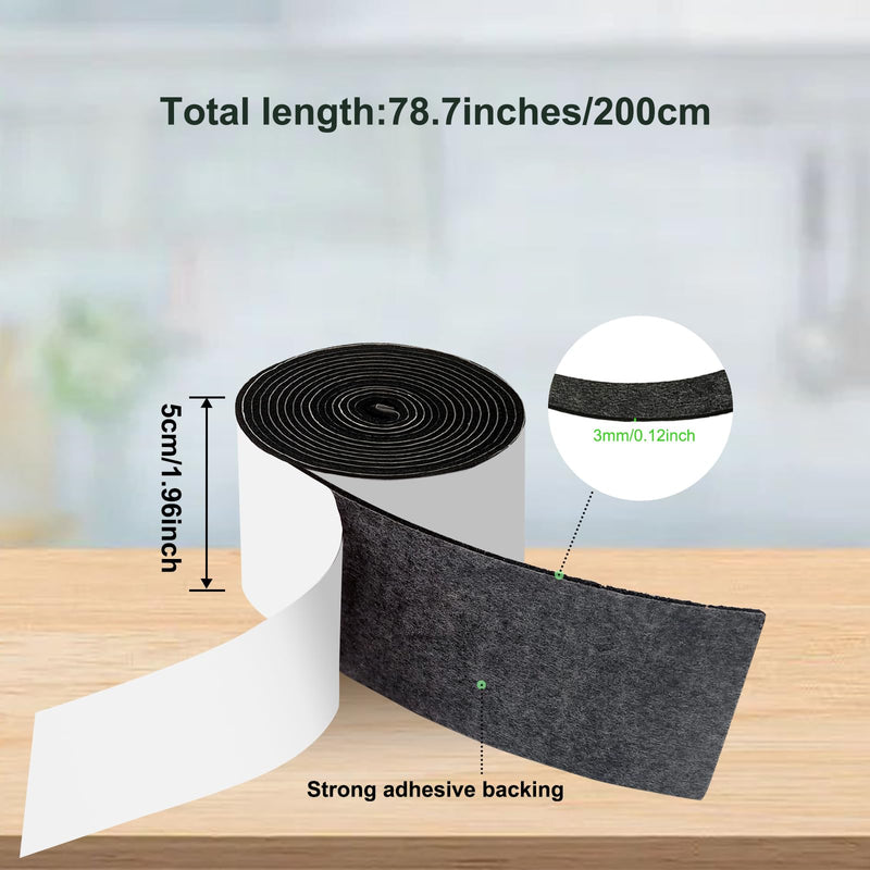 2 Packs Felt Strips with Adhesive Backing, 157 x 2 x 0.12 Inch Felt Rolls, Self Adhesive Felt Tape, Felt Furniture Pads for Hardwood Floors, Chair, Wall Protector
