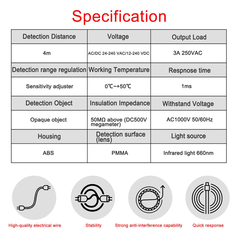 Heschen photoelectric switch E3JK-R4M1 24-240 VAC/12-240 VDC detection distance 4m with reflector panel