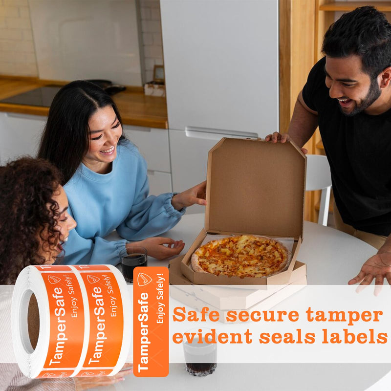 500 Pieces Tamper Evident Label1* 3 Inch Food Delivery Stickers Temper Proof Tape Roll Safe Secure Tamper Evident Seals for Food Container Pizza Boxes (Orange) Orange