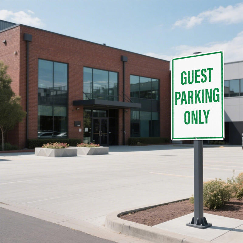 2 Pack Guest Parking Only Signs 12" x 18" Reflective Aluminum Metal Signs Rust Free Visitor Parking Sign for Driveway Business Apartments Hotels