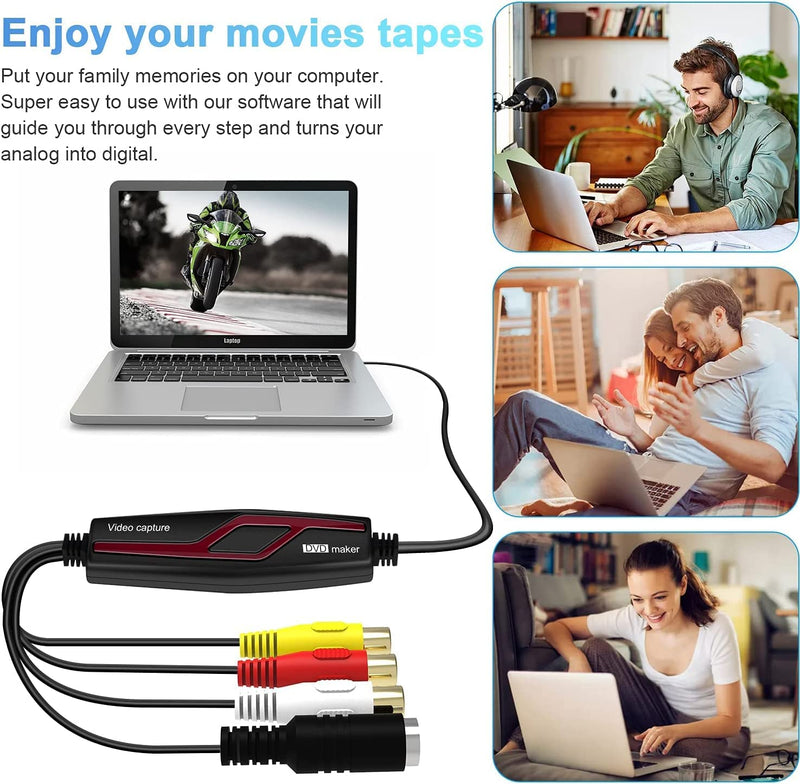 [Australia - AusPower] - VHS to Digital Converter,Video Capture Card Device,VHS VCR Hi8 Mini DV to Mac Digital Converter,RCA to USB Video Converter for PC TV Tape Player Camcorder,MAC Windows Vista Compatible 