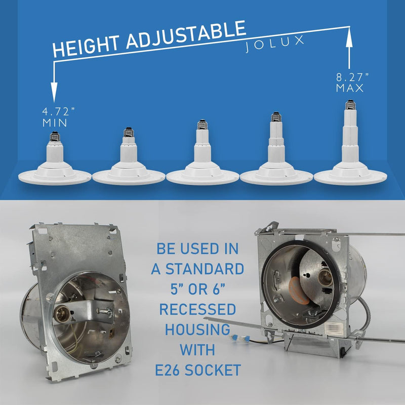 Jolux 5/6 Inch LED Can Lights Adjustable Recessed Retrofit Downlight,12W=60W,5000K Daylight, 800LM,Dimmable,ETL Damp Rated Conversion kit, Recessed Lighting Install,Flat Trim, E26 Base,4-Pack 5000K(Daylight) 6 Inch- 4 Pack