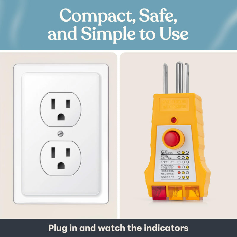 [Australia - AusPower] - GAYA Grounding Outlet Tester Earthing for Grounding Products, Electric Outlet Testing Plug in, GFCI Test, Receptacle and Plug Testers, Circuit, Ground, GFCI Outlet, Socket Power Check 