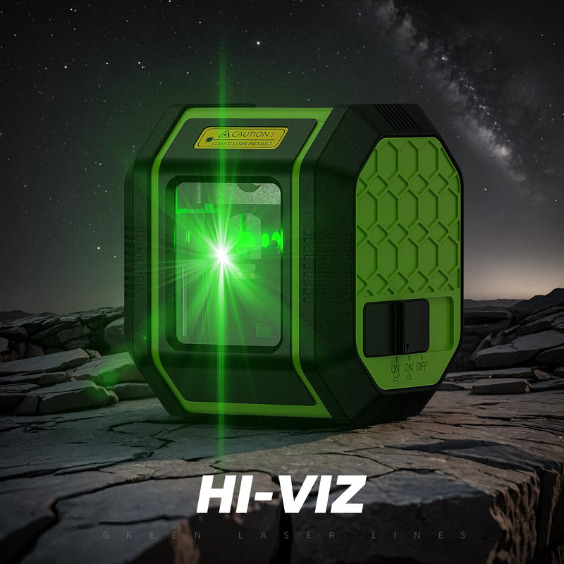 [Australia - AusPower] - Laser Level, HUEPAR Self leveling Green Cross Line Laser Level 100Ft Accurate Level Laser Tool for DIY Construction & Decoration Indoor Projects, Built-in Li-ion Battery for Longer Working Time FC011G 