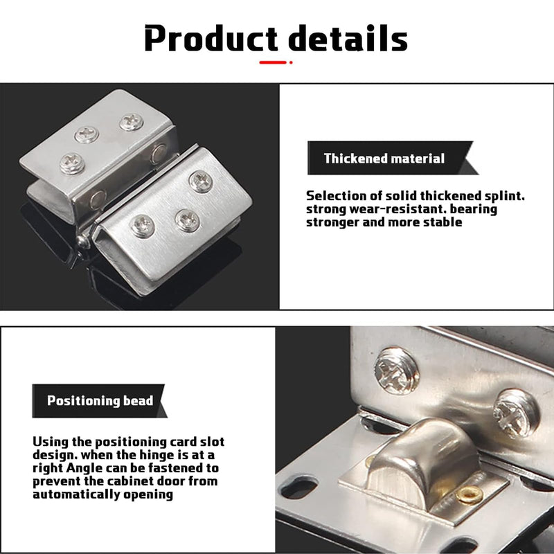 No Drill Glass Door Hinges 4 Pcs - Clip-On Mounting for Cabinet, Showcase, Wine Cabinet (Small) Small