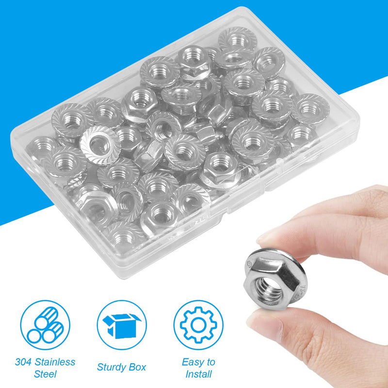 [Australia - AusPower] - Yinpecly 50 Pcs M6 x 1mm Serrated Flange Hex Nuts, M6 Hexagon Flange Nuts,304 Stainless Steel, Metric Hex Lock Nuts, Locknuts Replacement Nut Full Thread for Industrial Construction Fasteners M6（50pcs） 