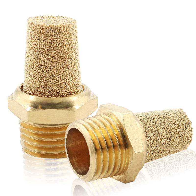 [Australia - AusPower] - 12 Pcs Air Pneumatic Mufflers Silencer, Brass Pneumatic Exhaust Muffler, 1/4 NPT Male Air Silencer Fitting Pointed 