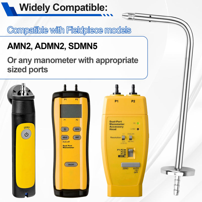 [Australia - AusPower] - Static Pressure Probes for Fieldpiece Manometers, HVAC Manometer Static Pressure Probes wtih Probes Tube Compatible with Many Dual Port Manometer - HVAC Pitot Tube 4/25 ID 40.55 Inch Long 