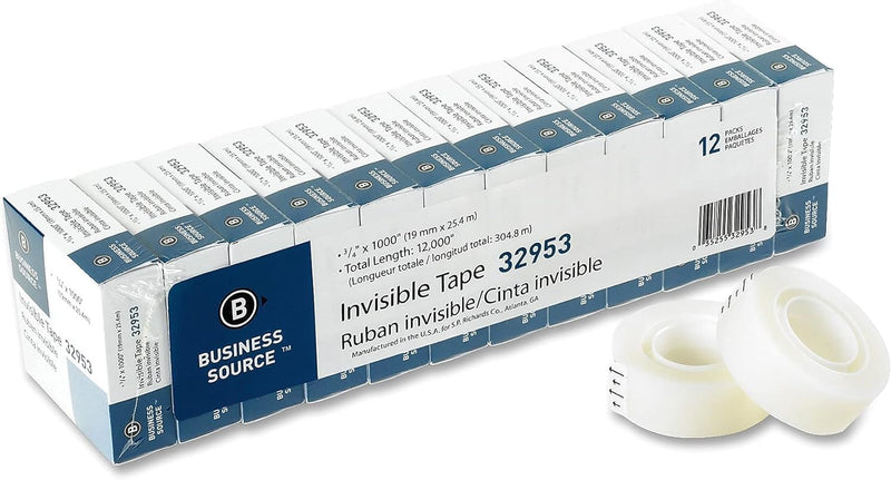 Business Source BSN32953 Premium Invisible Tape, Clear (12 per Pack, Pack of 2)