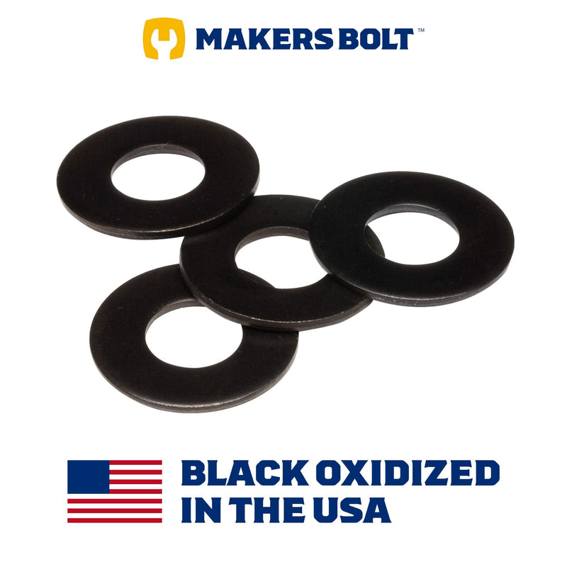 [Australia - AusPower] - 18-8 Stainless Steel 1/4" Flat Washers (100 pcs) Black Oxidized in USA by Makers Bolt 1/4" (.281ID X .625OD X .050TH) 