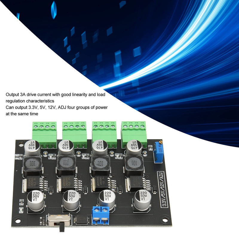 [Australia - AusPower] - Multi Channel Power Supply Module 3.3V 5V 12V ADJ Voltage Output Power Module 4 LM 2596 Instrument PCB Board 