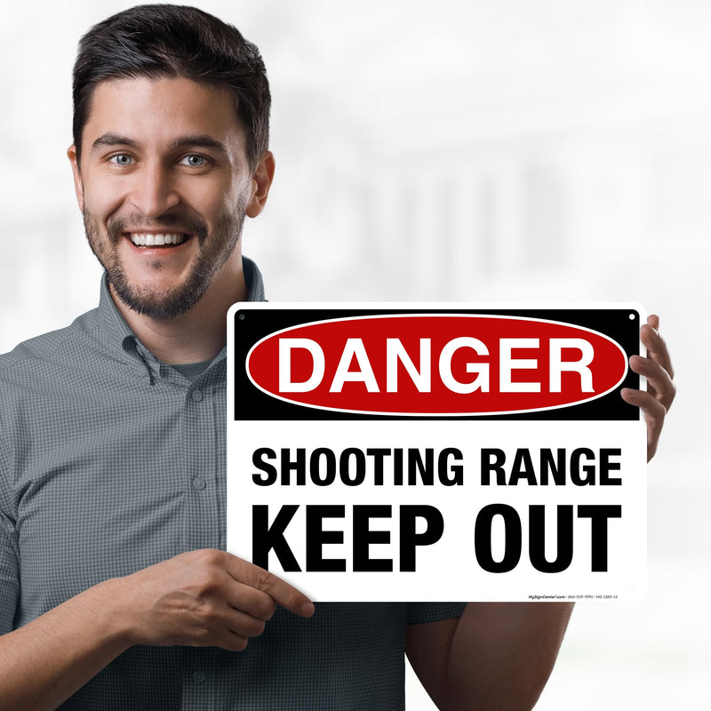 Danger Shooting Range Keep Out Sign, 10x14 Inches, Rust Free .040 Aluminum, Fade Resistant, Made in USA by My Sign Center 10x14 - Aluminum