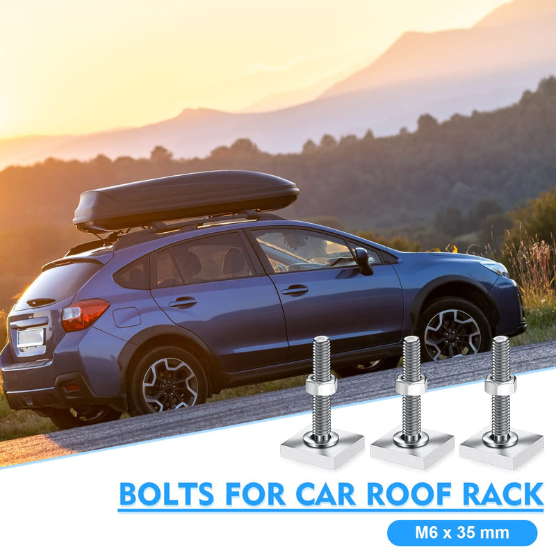 [Australia - AusPower] - 12 Pcs T Slot Bolts M6 35 mm Square Head T Bolts for Roof Rack Stainless Steel Roof Rack Accessories Heavy Duty T Track Bolts with Nuts Washer Barrels Kit for Kayak Ski Bike Rail Carrier 
