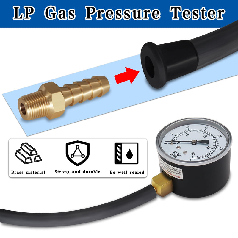 [Australia - AusPower] - FANOVO Manometer Gas Pressure Tester 0-35'' WC Natural or LP Gas Pressure Test Kit Natural Gas Meter Manifold Gauge with 1/8" NPT Brass Fitting Barbed Connection and 40" Hose Clamp 