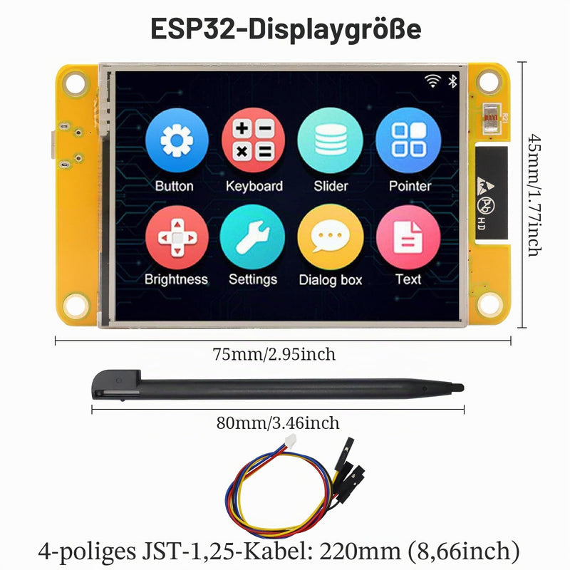 Binghe ESP32 Display ESP32 with Display Board with WiFi Bluetooth 2.8 Inch 240 x 320 ESP32 Intelligent TFT Module Touchscreen LVGL High Speed IoT Connectivity Compatible with Arduino/LVGL (Pack of 2)