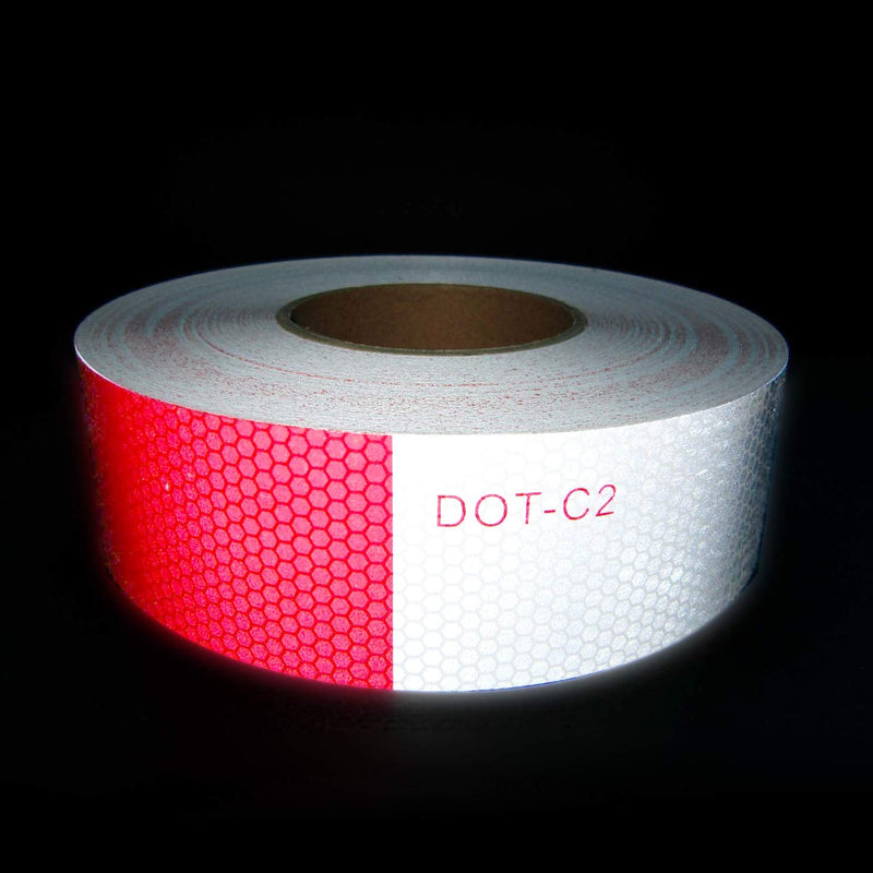 SEVEN SPARTA DOT-C2 Reflective Safety Tape 2 Inch x 200 Feet Red/White Conspicuity Tape for Vehicles, Trailers, Boats, Signs (200 FT) 200 FT Red and White