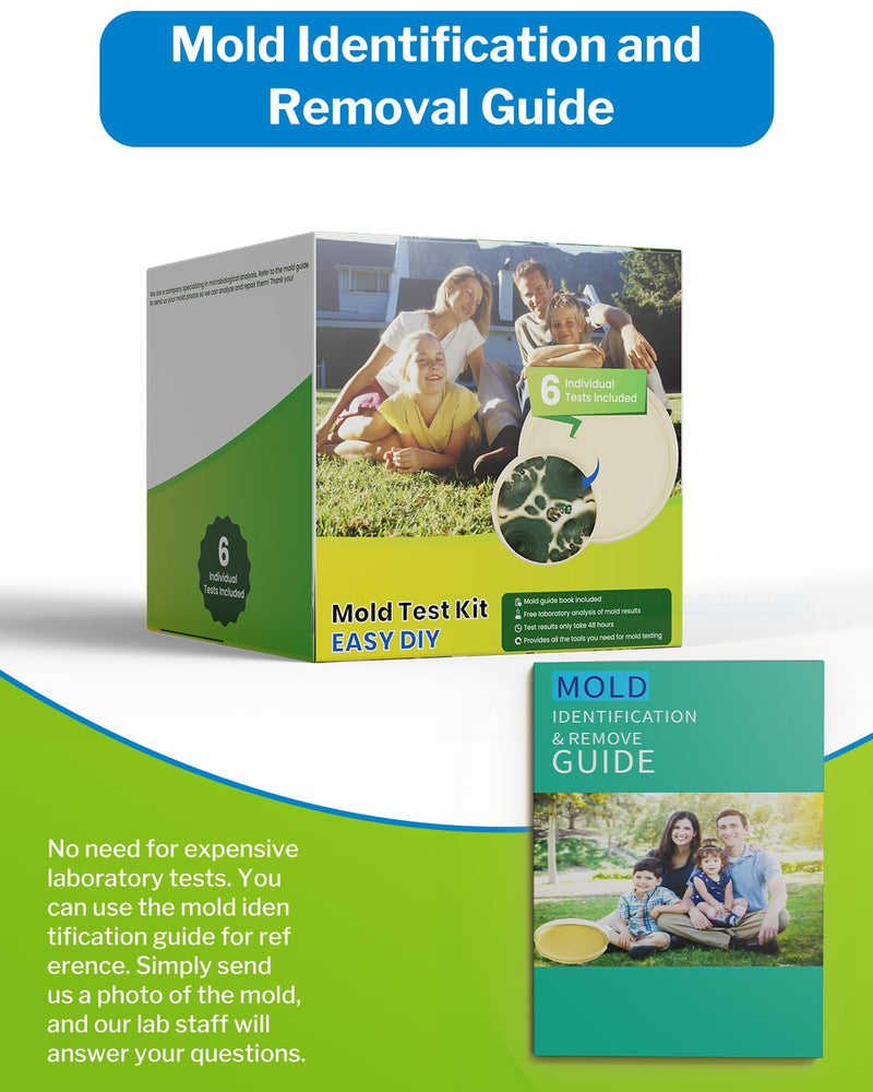 [Australia - AusPower] - Mold Test Kit for Home - 6 Detection Tests,DIY Test Kit for Indoor Air and Household Surface Detection, Includes Detailed Mold Identification Guide and Free Lab Analysis 