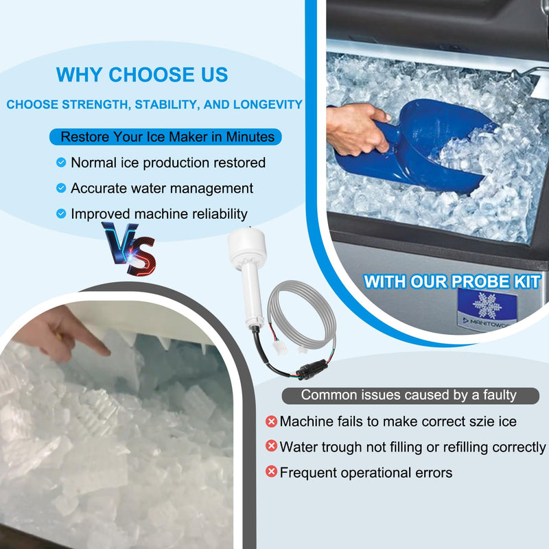 [Australia - AusPower] - 000016053 Ice Water Level Sensor Probe Kit with Harness Replacement for Manitowoc Commercial Ice Machines, Compatible with I0600, I1400, ID0522A, and More Models – Premium Ice Maker Parts 