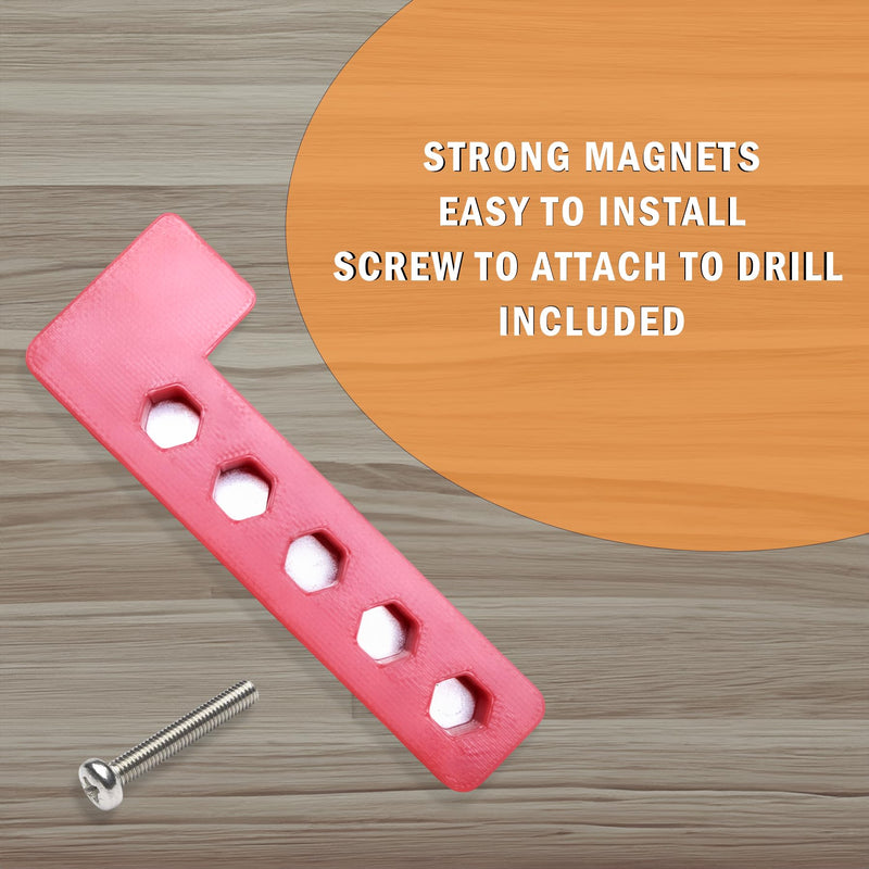 [Australia - AusPower] - Decoralin Magnetischer Bithalter Kompatibel mit Einhell Schlag- & Kombibohrmaschinen - Hält bis zu 5 Bits - Rot (rechte Seite) Rechte Seite 