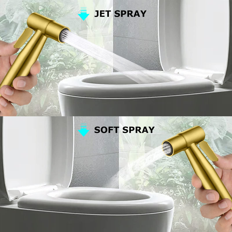 LOSCHEN Bidet Sprayer kit for Toilet,Hand Held Sprayer Shattaf Toilet Attachment Stainless Steel for Pet Bath/Personal Hygiene/Bathroom,Easy to Install with T-Adapter（Gold） Gold