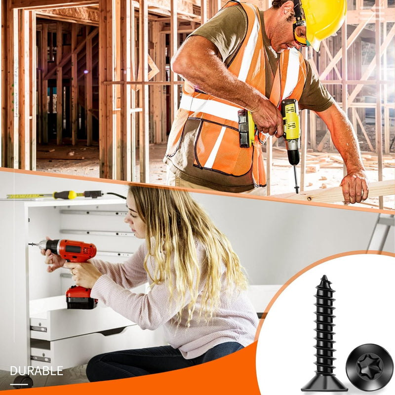 [Australia - AusPower] - 100 PCS #6 x 3/4" Flat Head Torx/Star Wood Screws, 18-8 (A2) Stainless Steel, Full Threaded & Black Coated for Durability, T15 Drive Bit Included, No.6 X 3/4" Multipurpose Screw by TPOHH #6 X 3/4 inch 100 