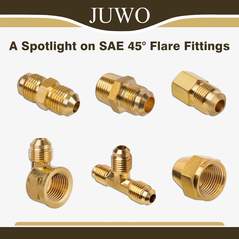 [Australia - AusPower] - JUWO 3/8" Flare x 3/8" NPT Male Brass Tube Fitting for Propane, LP and Natural Gas, Fuel, Half-Union (2-Pack) 3/8" Flare x 3/8" MNPT-2 Pack 