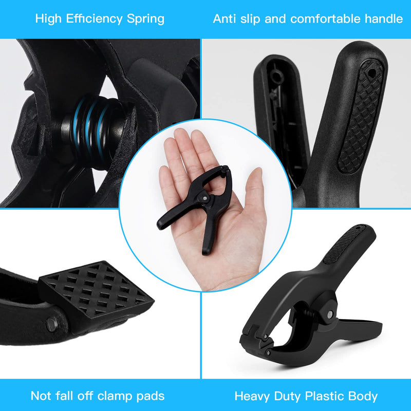[Australia - AusPower] - Spring Clamps 30 Pack,3.5 inch Plastic Small Spring Clips,Clamps Heavy Duty for crafts,Mini Clamps for Woodworking and Backdrop Clips Clamps for Photography Studios(Black) 3.5"/30-Pack 
