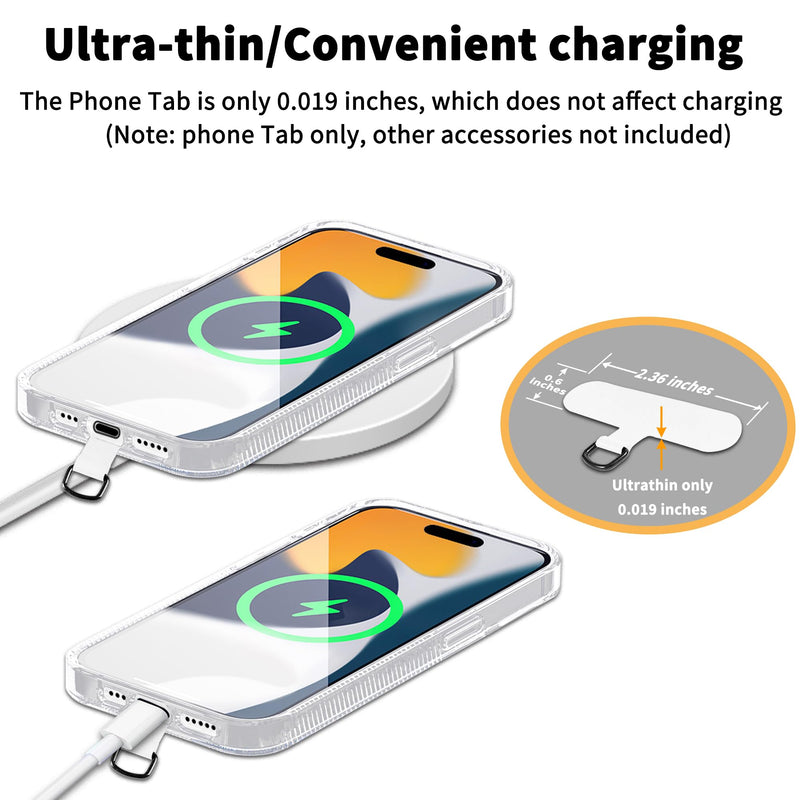 [Australia - AusPower] - Phone Tether Tab for iPhone, Cell Phone Lanyard Patch, Phone Strap Replacement Part for All Full Phone Cases (White) White 