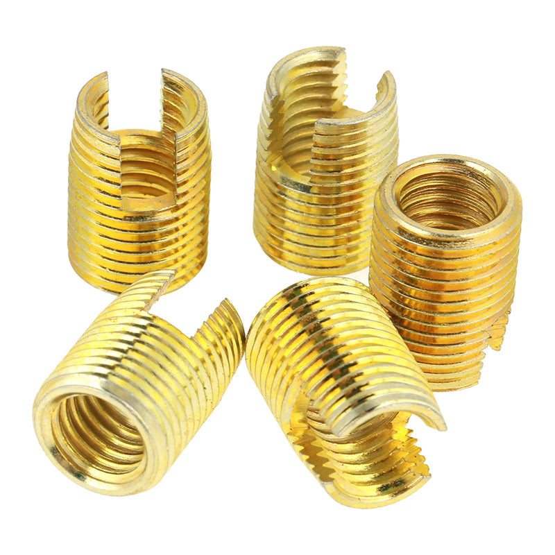 [Australia - AusPower] - Threaded Inserts Kit, 50Pcs Brass Tone Self Tapping Thread Slotted Inserts Combination Set Repair Thread Tool with Storage Case M3 M4 M5 M6 M8 M10 Thread Inserts Set 