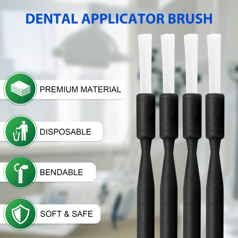 [Australia - AusPower] - 400 Pcs Disposable Dental Micro Applicators Fluoride Applicator with Dispenser, Black Bendable Applicator Brush Microbrush Applicator Tips Dental 