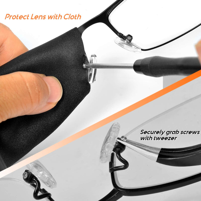 [Australia - AusPower] - TEKPREM Magnetic Eyeglass Repair Tool Kit, Eye Glasses Repairing Screwdriver Set with Eyeglass Screws,Silicone Nose Pads,Tweezer,Small Screwdriver for Eyeglasses,Sunglasses and Nose Pads Replacement 