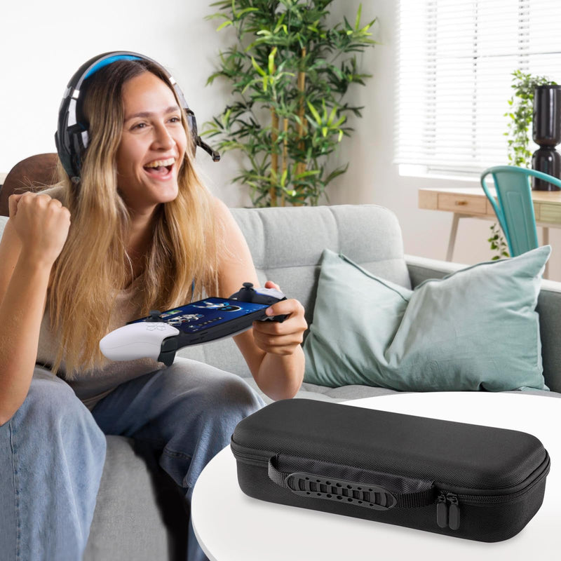 [Australia - AusPower] - CoBak Hard Carrying Shell Case for PlayStation Portal Remote Player -with Screen Protective Cover, Accessories Storage Bag & Hard Shell for Ultimate Protection. Black 