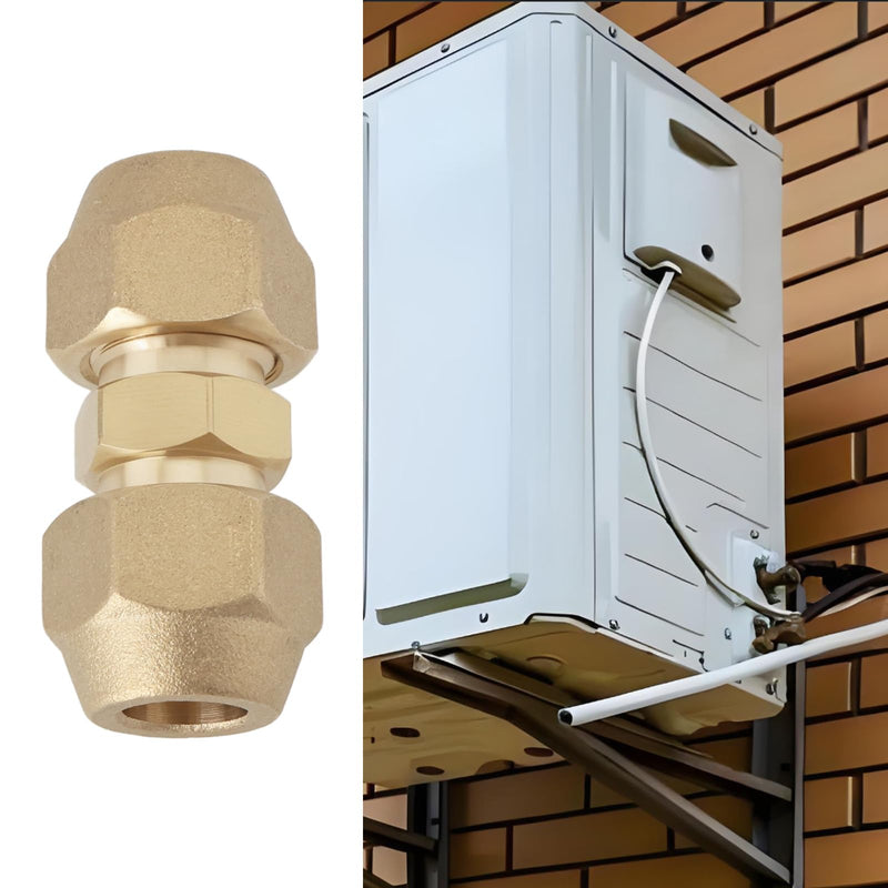 [Australia - AusPower] - 1Pc 3/8 Refrigerant Line Union Nut Brass Flare Union Connector for 9mm and 9.52mm Outer Diameter Air Conditioning Copper Tube 3/8 Inch 
