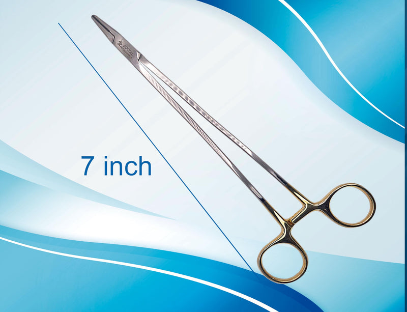 [Australia - AusPower] - Mayo Hegar Needle Holder Driver with Tungsten Carbide Inserts and Gold Rings Premium Grade Instrument (7) 7 