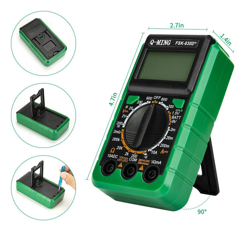 [Australia - AusPower] - Digital Multimeter, Multi-Function Mini Pocket Size Digital Multimeter with Data Hold & Back Light, Current Voltage Resistance Capacitance Frequency Tester 2.7 Inch Large LCD Display 