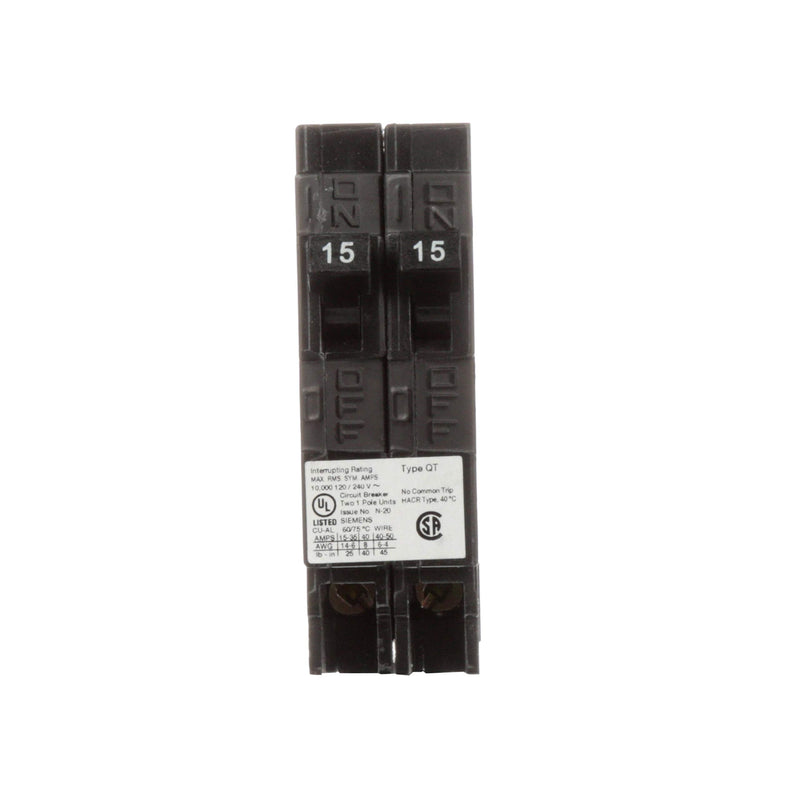 [Australia - AusPower] - Siemens -HI Q1515NC Two 15-Amp Single Pole 120-Volt Non-Current Limiting Circuit Breaker 1 Count (Pack of 1) 