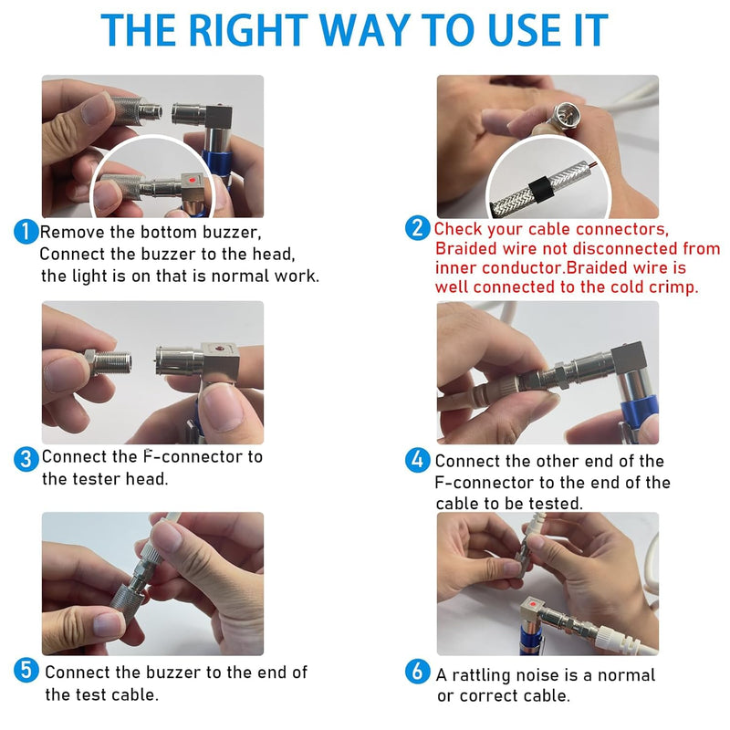 Coaxial Pocket Toner Pocket Continuity Tester,with Coaxial Cable Crimper Kit,and Toner with Light&Buzzer Voltage Toner and Barrel Connector Bundle for Testing Coax Cable, RG6, RG59, CATV Wire Tracer Grey