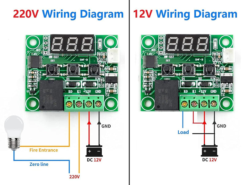 [Australia - AusPower] - WWZMDiB 2 Pcs XH-W1209 12V Temperature Controller LED Display -50~110℃ with housing and 50 cm Temperature Probe 12V Thermostat 