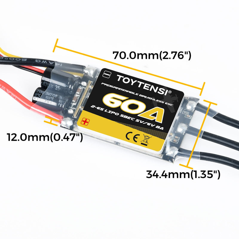 60A 2–6S RC Brushless Motor ESC for RC Plane & Airplane with 5V/6V 8A SBEC 60A