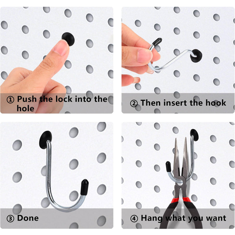 [Australia - AusPower] - Pegboard Hook Locks, for Stopping Hooks from Falling Off, 60PCS, Black 