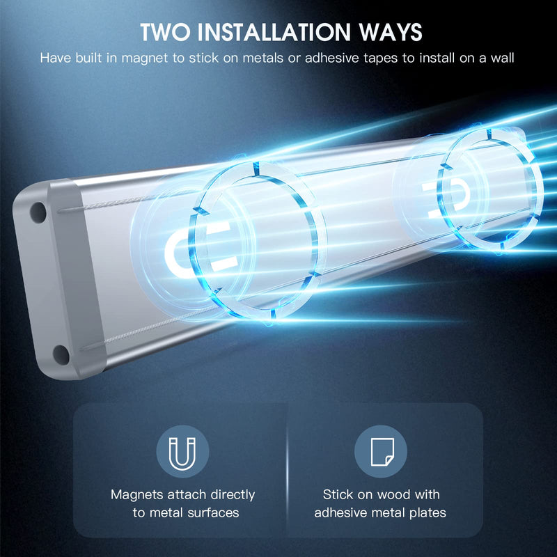 MCGOR 14.7inch Under Cabinet Lighting, 2 Pack Rechargeable Motion Sensor Light Indoor, 5 Levels Dimmable Magnetic Closet Lights, Wireless Under Counter Lights for Kitchen, Stairs,Hallway Warm White Light